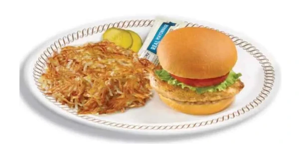 CHICKEN SANDWICH DELUXE with HASHBROWNS