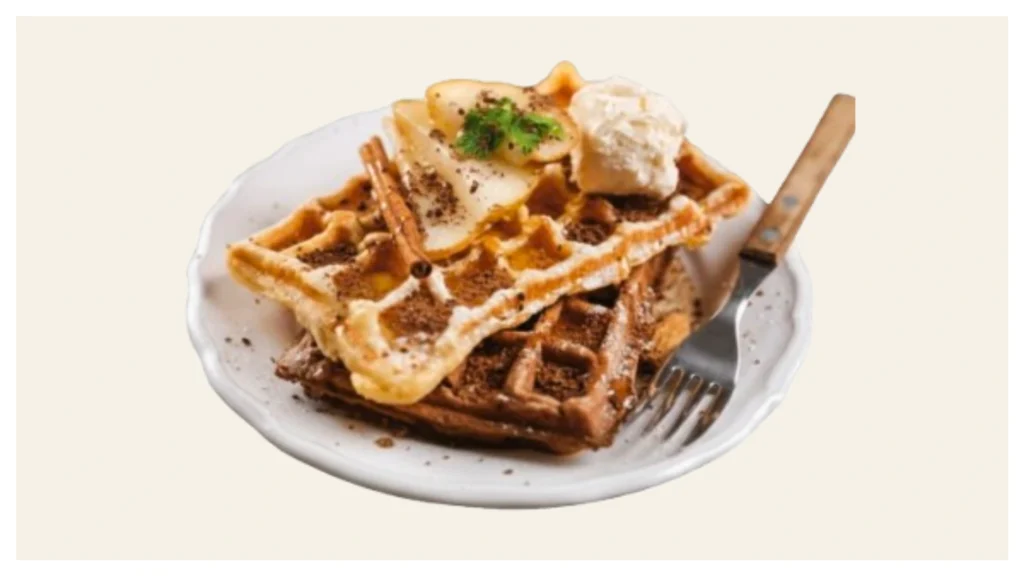 Waffle House Apple Cinnamon Waffle topped with warm cinnamon-spiced apples