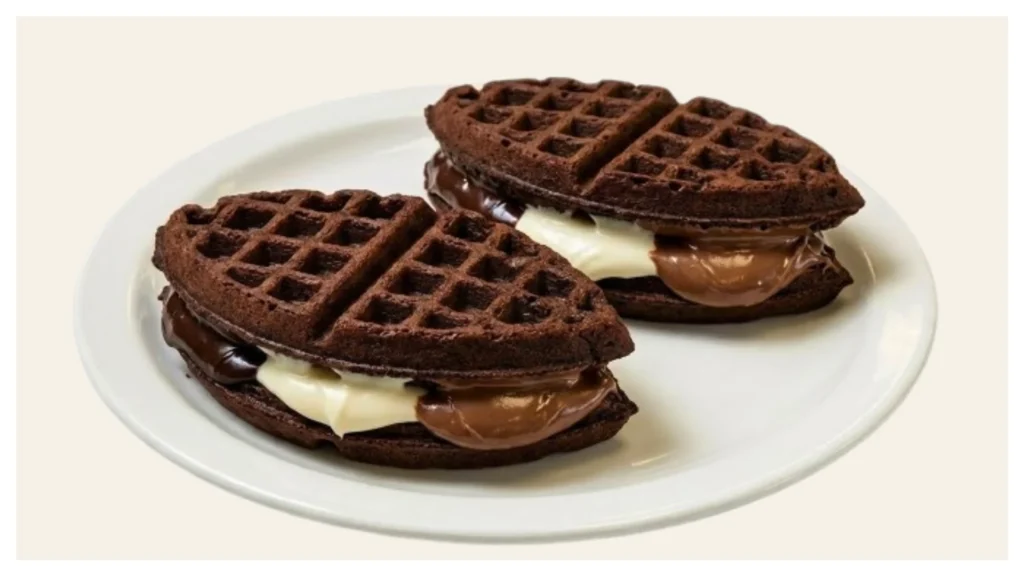 Waffle House–style triple chocolate waffle served on a diner plate.